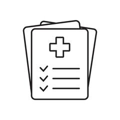 Obraz premium Medical record icon, medical report icon, medical history thin line icon, vector isolated.
