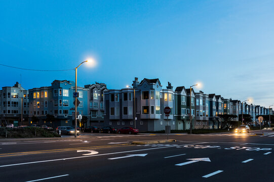 City street at dusk