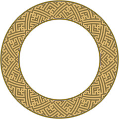 Vintage botanic garden round frame retro brown geometry spiral tracery cross