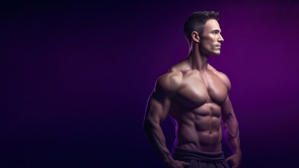 A fictional person. Confident Fitness Model on a one color Background