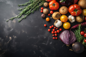 Vegetables On a Grey Chalk Background, Food Photography, Vegan, Eco, Generative AI