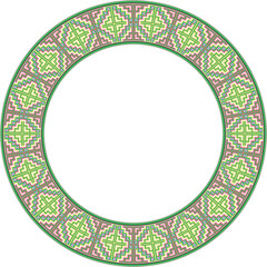 Vintage botanic garden round frame geometry cross outline kaleidoscope