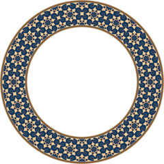 Vintage botanic garden round frame star cross flower kaleidoscope