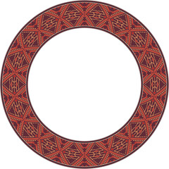 Vintage botanic garden round frame red stitch cross check geometry line