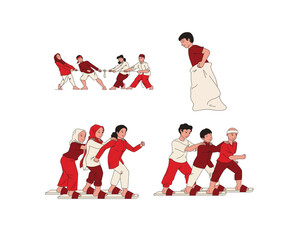Set of people practicing Sports. Vector illustration in cartoon style.
