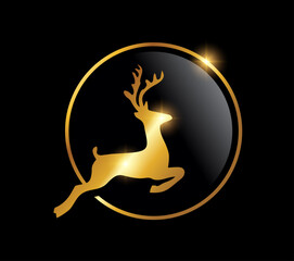 Golden Deer in circle logo icon