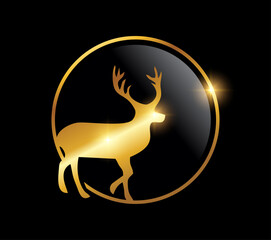 Golden Deer in circle logo icon