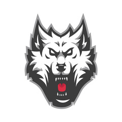 Head Wolf logo design vector