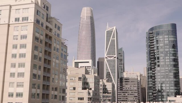 Cityscape of San Francisco with modern buildings and towers in the morning