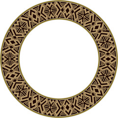 Vintage round frame aboriginal stitch woven check geometry cross line