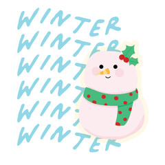 Winter season with snowman