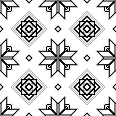 Seamless Pattern with Ornamental Composition Inspired by Ukrainian Traditional Embroidery. Ethnic Motif, Handmade Craft Art. Ethnic Design Element. Coloring Book Page. Vector Contour Illustration