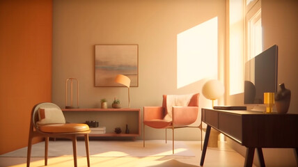 Stylish interior on harm colours, created with Generative AI Technology