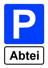 Illustration eines blauen Parkplatzschildes mit der Aufschrift 