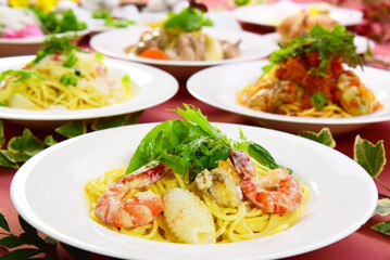 海老とイカのクリームパスタ