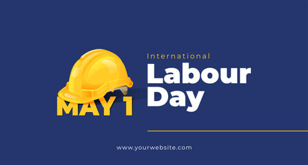 International labour Day May 1 Banner With Safety Helmet Illustration Concept