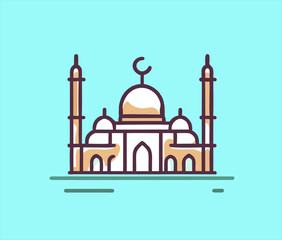 Hand Drawn mosque Vector Illustration. Mosque sketch art illustration on white Background.