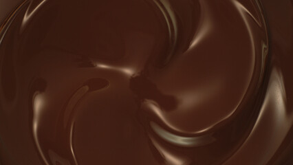 Close-up of Whirling Melted Dark Chocolate
