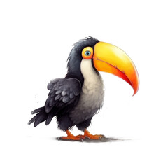 Obraz premium Cute watercolor toucan bird. Illustration AI Generative.