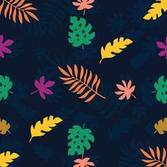 Fototapeta na wymiar Free vector colorful hand drawn leaves background pattern