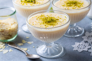 Traditional delicious Turkish Desserts; Keskul - Pudding