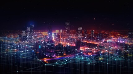 Fototapeta premium city background with lights, Generative AI