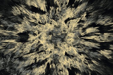 Beige pattern of crooked waves on a black background. Abstract fractal 3D rendering