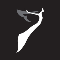 Abstract woman with wings, vector 