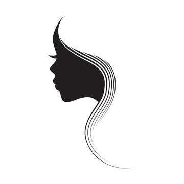 woman profile, vector logo 