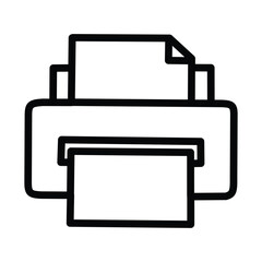 Black and White Printer and Paper Vector Icon – Minimal Print Document Symbol for UI Design and Infographics