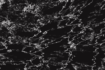 White pattern of crooked waves on a black background. Abstract fractal 3D rendering