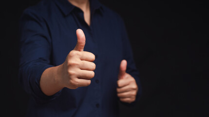 A man hands with thumbs up for best excellent services satisfaction