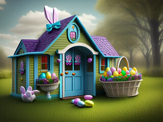 Cute Easter Bunny Background