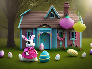 Cute Easter Bunny Background