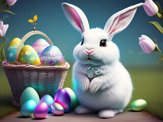 Cute Easter Bunny Background