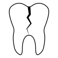 Teeth crack fracture, tooth carious cavity cartoon white, health dent
