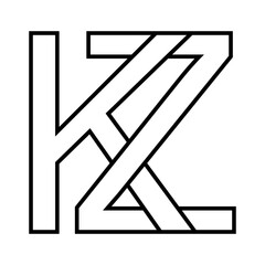 Logo Kazakhstan kz zk, icon double letters logotype z k - obrazy, fototapety, plakaty