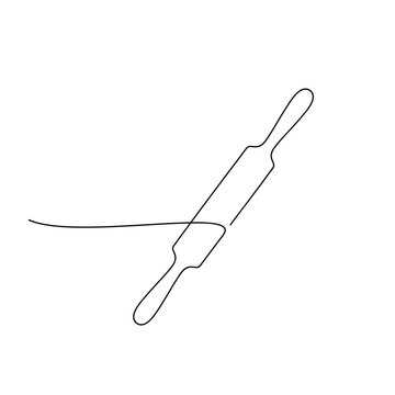 recommend clip art: Vector rolling pin kitchen utensils one line continuous drawing illustration. Hand drawn linear cooking icon. Minimal outline design element, print, card, brochure, poster, menu, logo.	