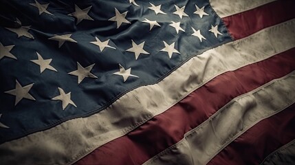 Obraz premium American flag blowing in the wind. 4th July. Independence day of United States of America. Generative AI