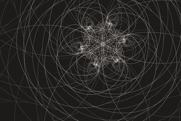 White pattern of crooked threads on a black background. Abstract fractal 3D rendering