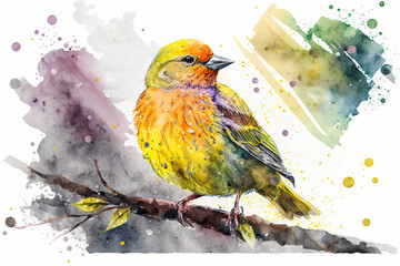 Canari watercolor clipart, Canary Serenade: Beautiful Watercolor Clipart Designs, Generative AI