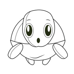 Cartoon turtle coloring page. Coloring page or book for kids. Hand drawn cartoon turtle vector illustration.