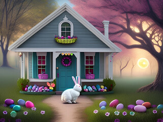 Cute Easter Bunny Background
