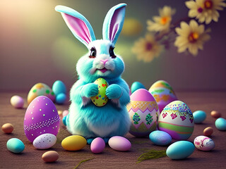 Cute Easter Bunny Background
