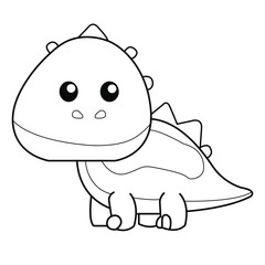 Cartoon dinosaur coloring page. Coloring page or book for kids. Hand drawn cartoon dinosaur vector illustration.