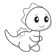 Cartoon dinosaur coloring page. Coloring page or book for kids. Hand drawn cartoon dinosaur vector illustration.