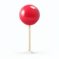 A Vibrant Red Lollipop in 3D on White Background. Generative AI.