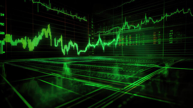 A green Trend Chart illustration, Generative AI