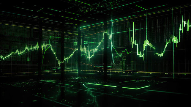 A green Trend Chart illustration, Generative AI