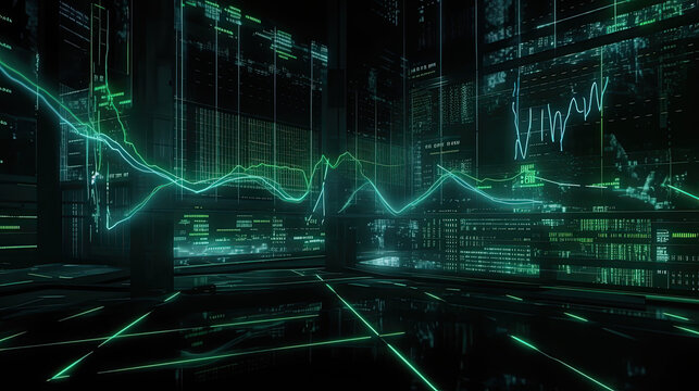A green Trend Chart illustration, Generative AI